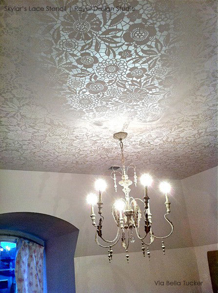 Skylar's Lace Floral Stencil - DIY Craft Stencils for Scrapbooking, Wall Art & Home Decor - Reusable Painting Template for Wood, Fabric & Canvas