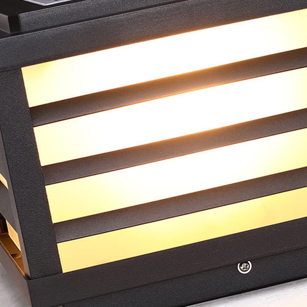 SLAWA Outdoor Solar Post Lights - Waterproof Black Square Column Lantern with 3000K Warm LED for Courtyard, Garden, Patio & Pathway Lighting - Perfect for Landscape Decor, Driveway Illumination & Backyard Ambience