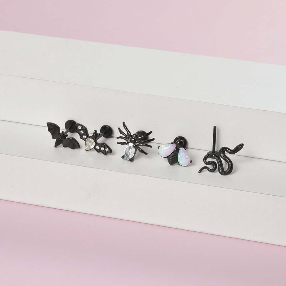 Bat & Spider Stud Earrings for Women | Gothic Halloween Jewelry | DL3011 | Perfect for Costume Parties & Gothic Fashion