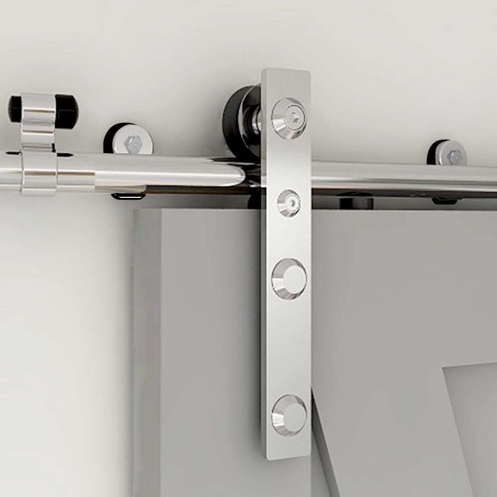 6FT Stainless Steel Sliding Barn Door Hardware Kit - Heavy Duty Smooth Gliding System for 36