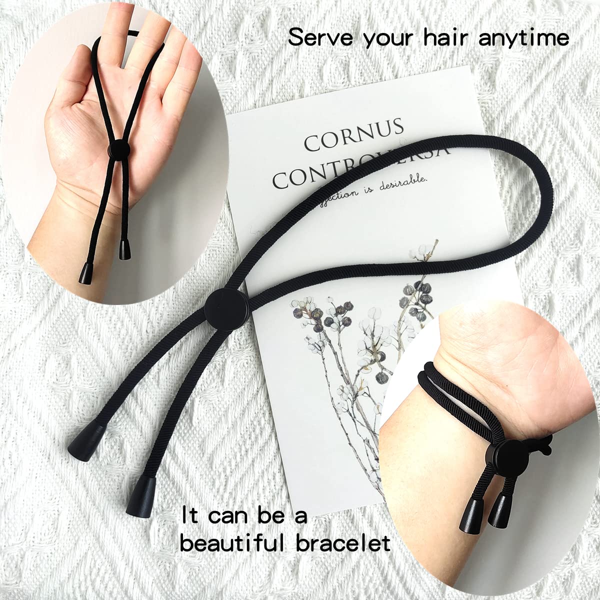 6PCS Adjustable Headband Hair Ties for Thick Heavy Natural Kinky & Curly Hair - Soft Stretchy No-Slip Hair Bands for Women & Girls (Pack of 6) - Perfect for Workouts, Yoga, Sports & Everyday Styling