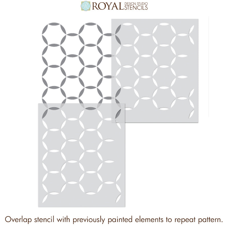Allover Tile Stencil for DIY Home Decor - Reusable Circle Pattern Stencil for Floor, Wall, and Furniture Painting Projects