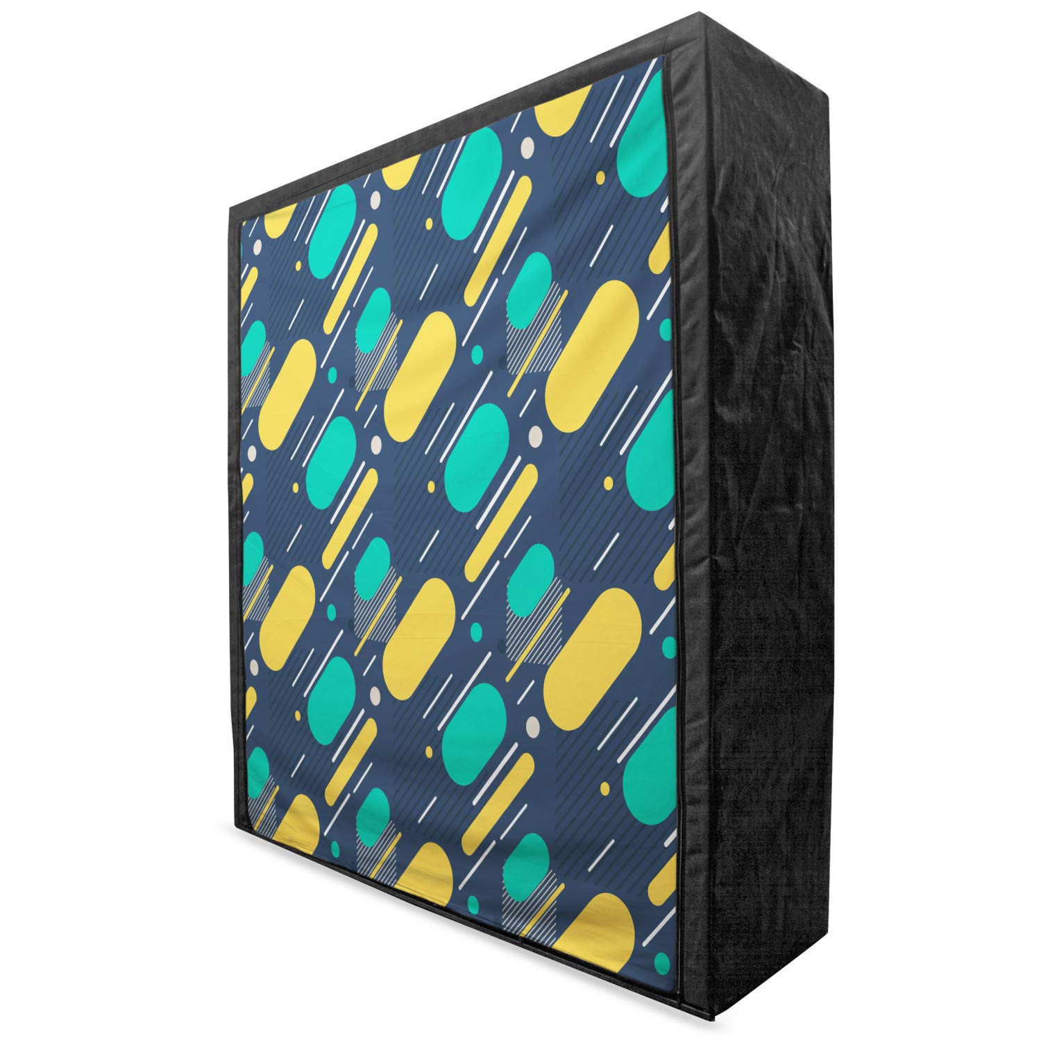 Ambesonne Geometric Portable Fabric Wardrobe - Colorful Retro Modern Teen Closet Organizer with Shelves, 59