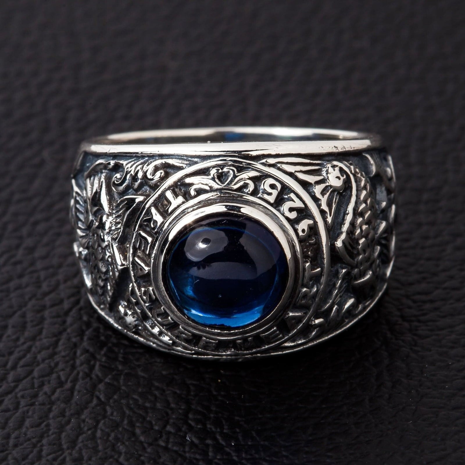 Japanese Koi Sapphire Sterling Silver Men's Ring - Elegant Handmade Jewelry for Gifts, Weddings & Special Occasions