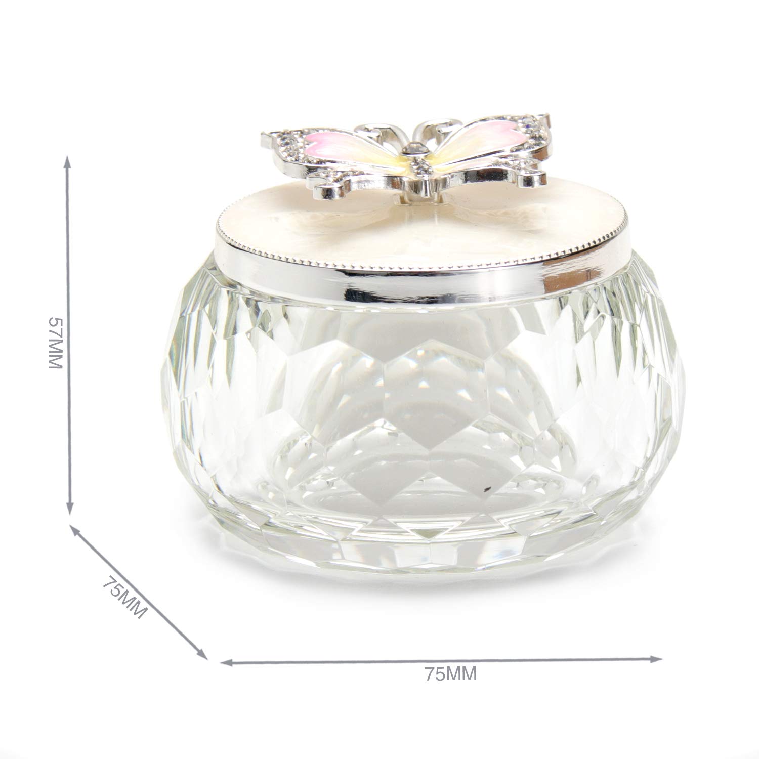 LASODY Butterfly Jewelry Storage Box - Silver Plated with Crystal Accents - Organizer for Rings, Earrings, Necklaces - Perfect Jewelry Gift Box for Women & Girls - Great for Travel, Home Decor, and Special Occasions