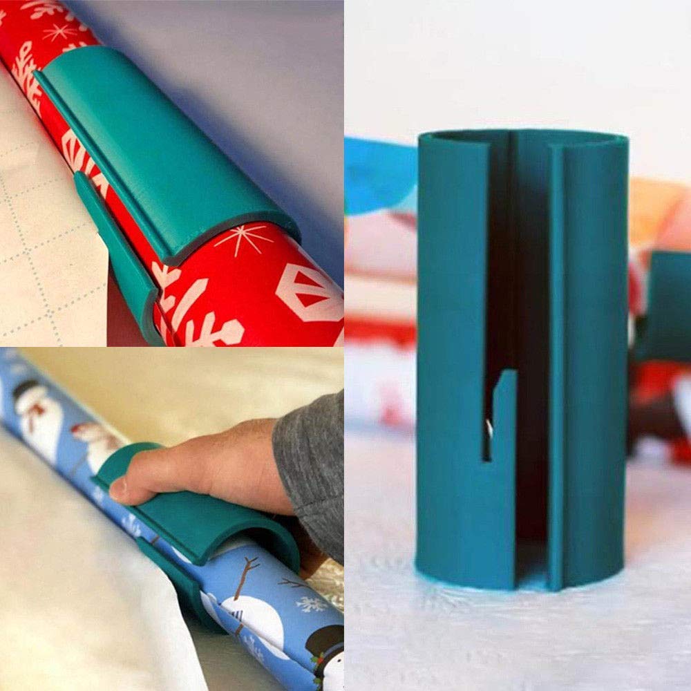 Outhome Paper Cutter - Green Christmas Gift Wrapping Tool with Stickers & Slider Roll for DIY Crafts, Scrapbooking & Holiday Packaging