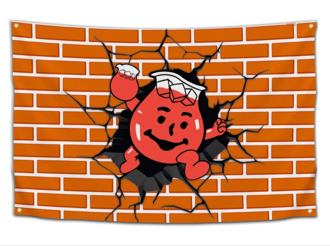 Kool Aid Man Banner Flag 3x5 Feet - Vibrant College Dorm Decor, Fraternity Party Supplies & Man Cave Wall Art - Perfect for Game Day, Tailgating & Themed Parties