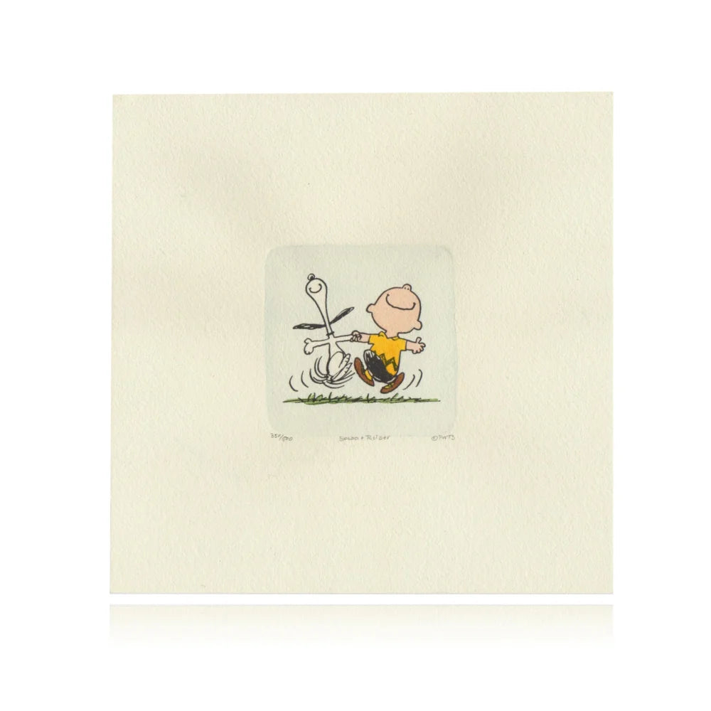 Charlie Brown & Snoopy Hand-Painted Etching Art by Sowa & Reiser - Limited Edition D/500 - Peanuts Collectible - Perfect for Home Decor, Office Display & Gift for Peanuts Fans