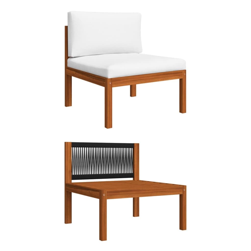 vidaXL Patio Middle Sofa with Cushions - Solid Acacia Wood Outdoor Furniture for Garden, Deck, and Poolside Relaxation