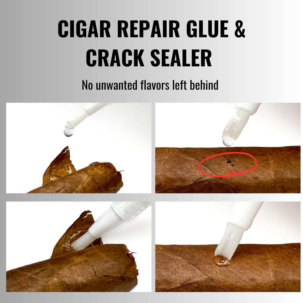 Purple Rose Supply Cigar Repair Glue & Crack Sealer - Natural Plant Cellulose Adhesive Pen with Brush - Fix Damaged Cigar Wrappers Easily - 4ml Glue Stick - Perfect for Cigar Lovers & Humidor Maintenance