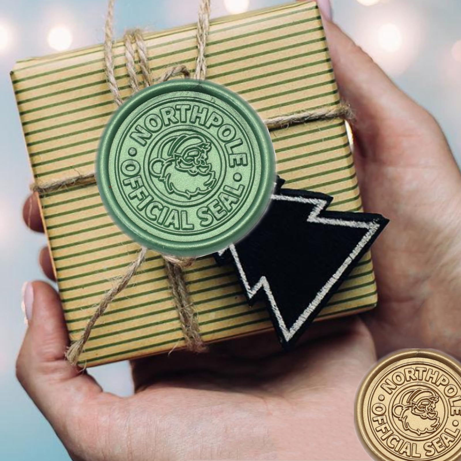 Premium Christmas Wax Seal Stickers - 50 Pcs Self-Adhesive Santa Claus Holiday Envelope Seals in Red, Green & Gold for Gift Wrapping, Wedding Invitations & Holiday Cards