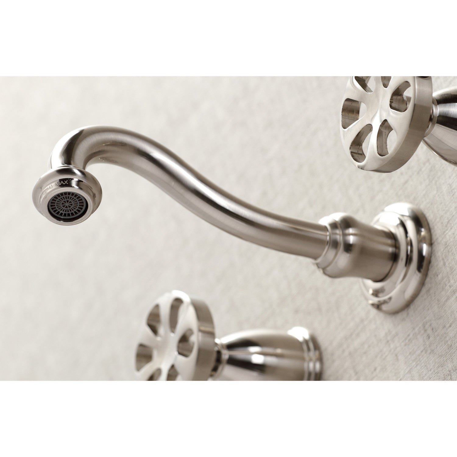 Belknap KS3128RX Brushed Nickel 3-Hole Double Handle Wall Mount Bathroom Faucet - Perfect for Modern Bathroom & Powder Room Renovations