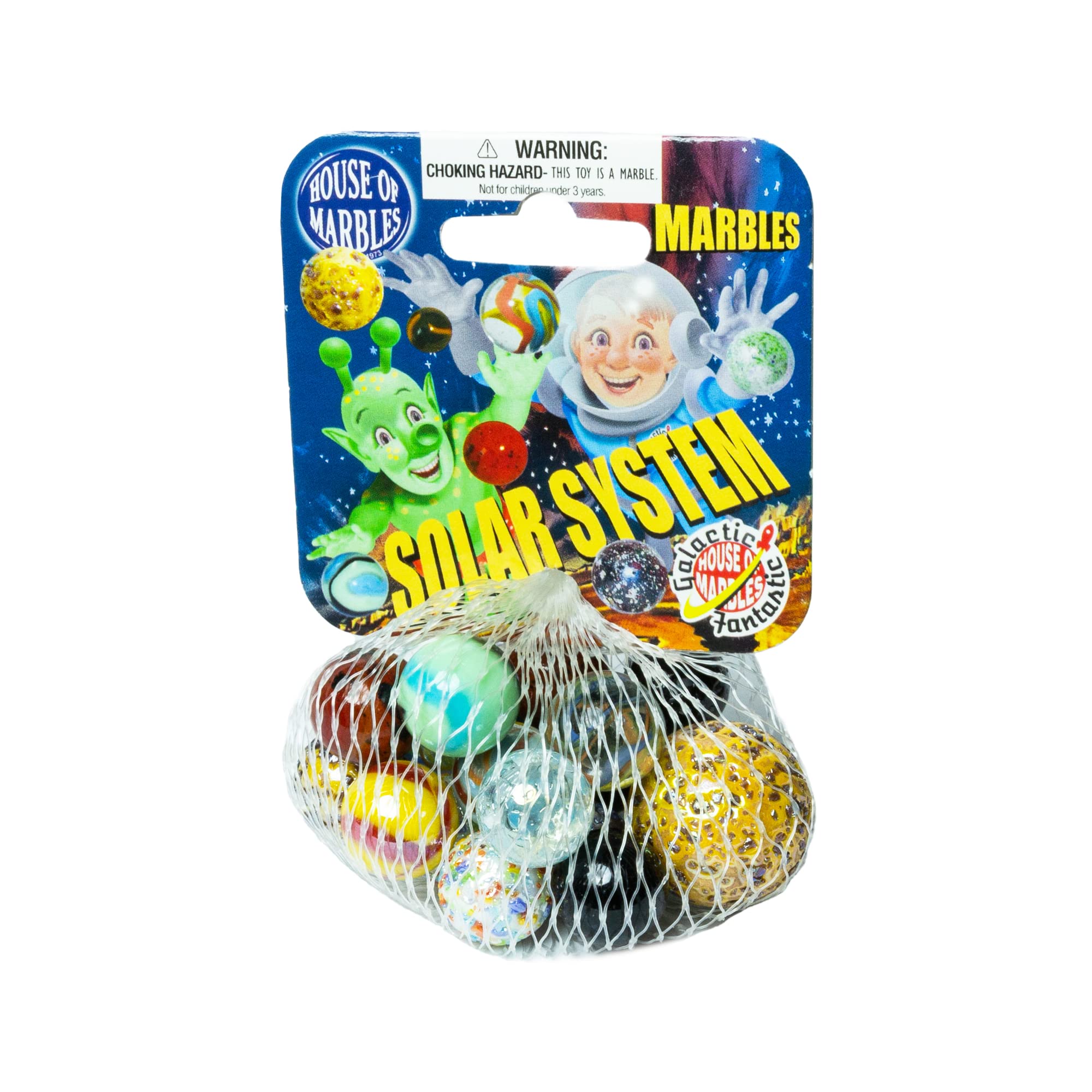 House of Marbles Solar System Themed Net Bag with Colorful Glass Marbles - Perfect for Kids' Space-Themed Play, Educational STEM Toys & Collectible Display