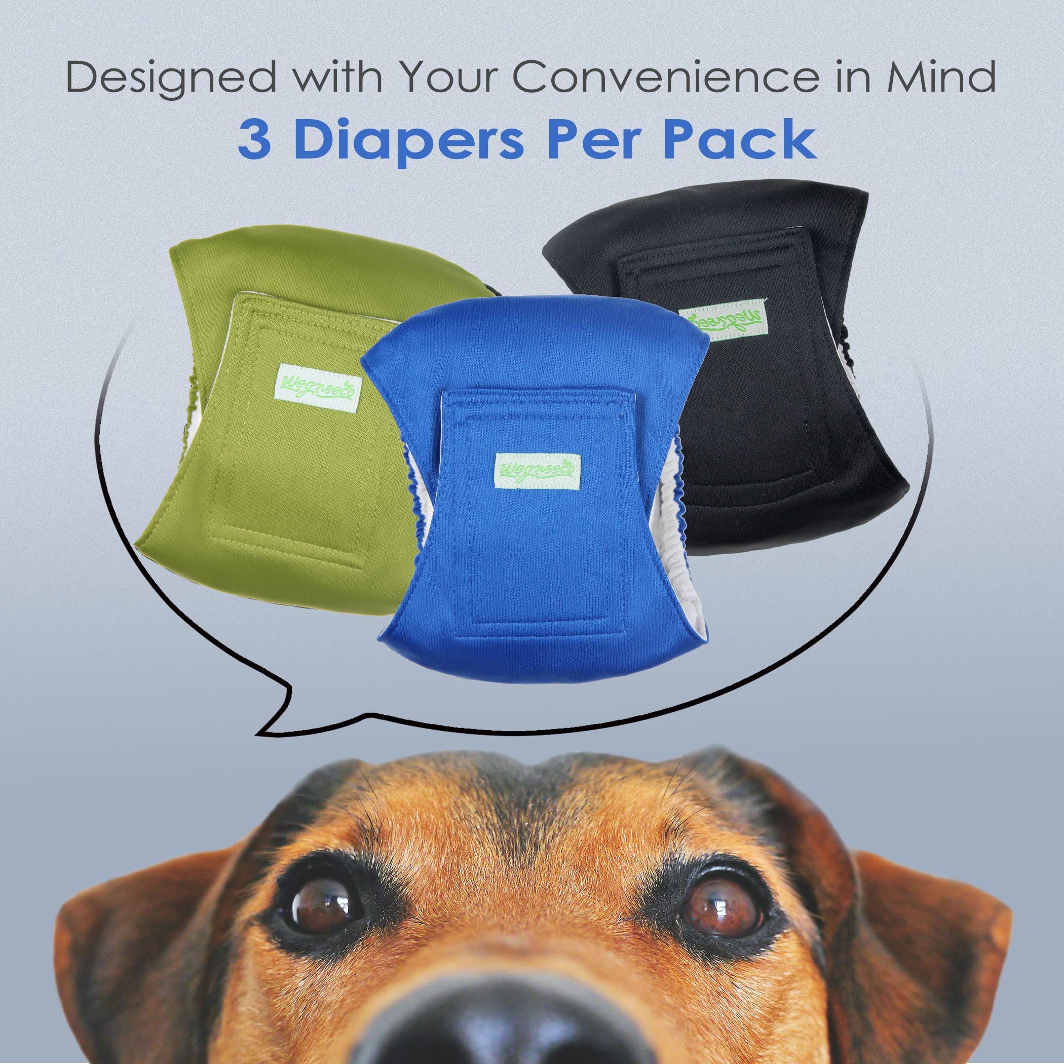 Wegreeco Washable Male Dog Belly Wrap - 3 Pack Reusable Dog Diapers for Male Dogs - Small Size (Black, Blue, Olive) - Perfect for House Training, Travel & Post-Surgery Care