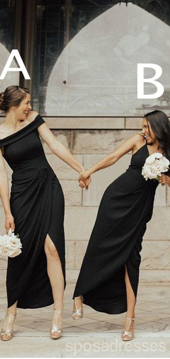 Elegant Black Mermaid Bridesmaid Dress with Side Slit & Sleeveless Design - WG1103 | Perfect for Weddings, Parties & Formal Events