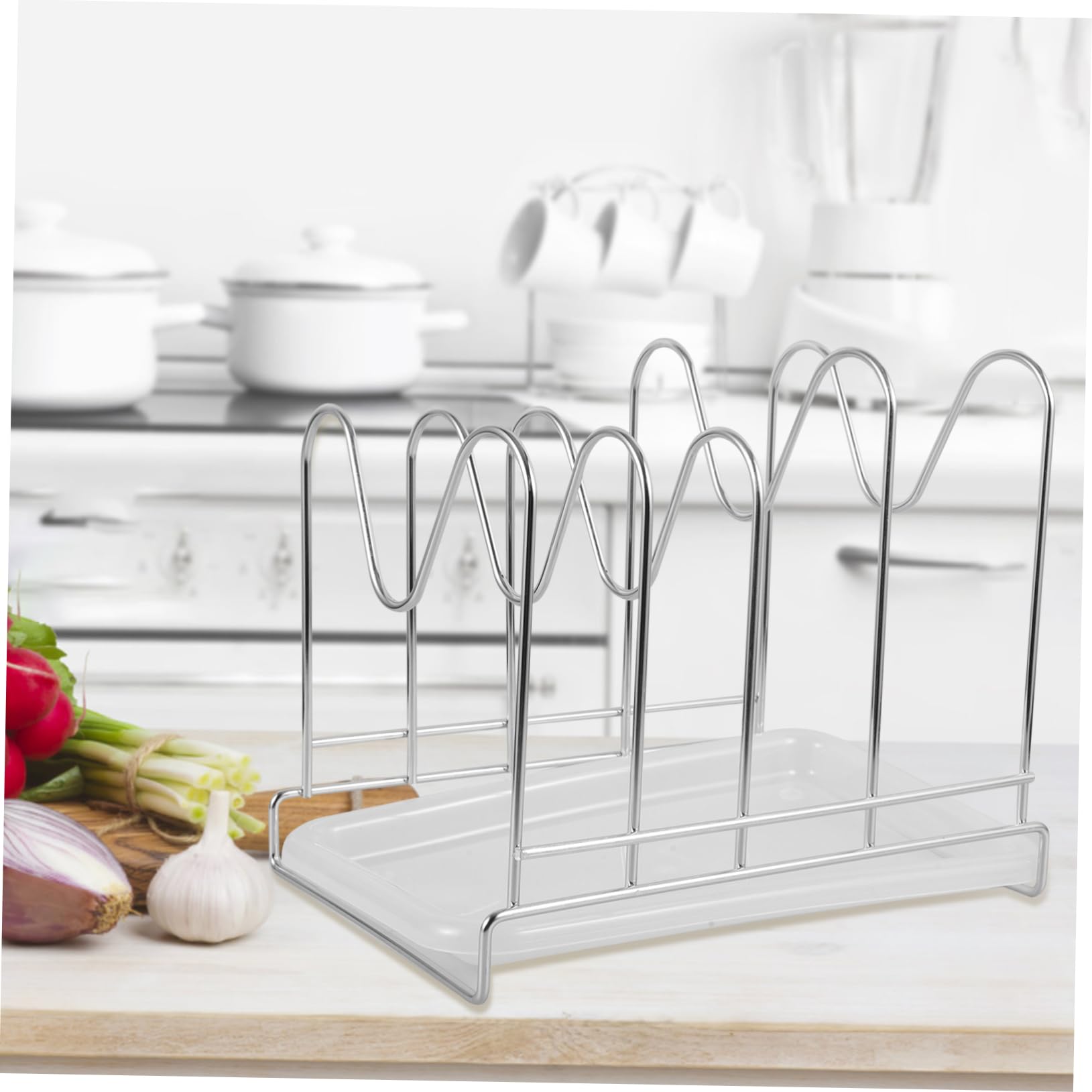 IMUSINICE Stainless Steel Water Tray & Cutting Board Organizer Rack - Baking Pan Storage Solution for Kitchen Countertop Organization | Perfect for Drying Dishes, Organizing Cutting Boards & Baking Sheets