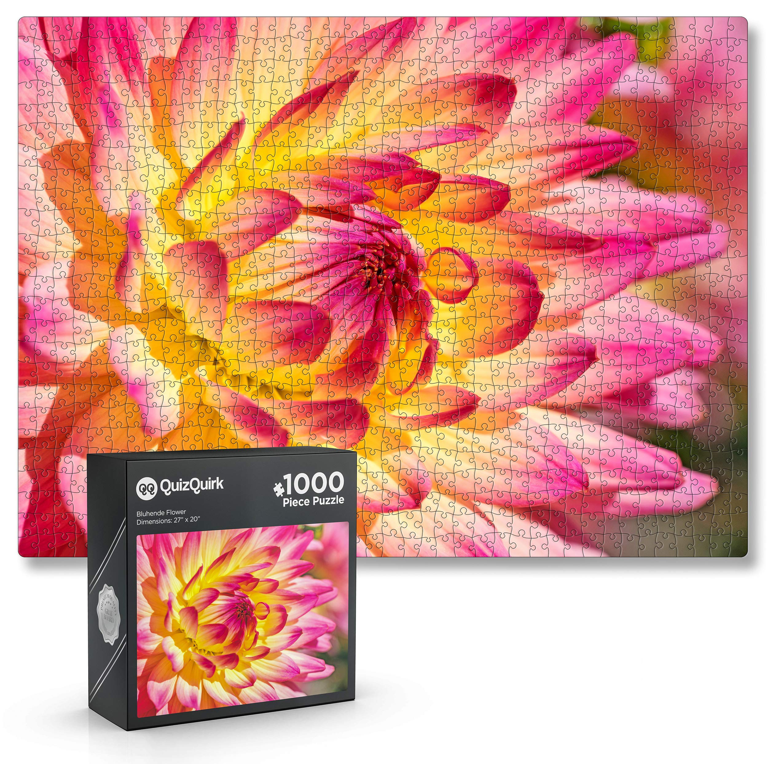 QuizQuirk 1000 Piece Jigsaw Puzzle - Beautiful Flower Blossom Design for Adults & Teens | Includes Puzzle Saver Kit | Perfect for Family Game Night, Stress Relief & Home Decor