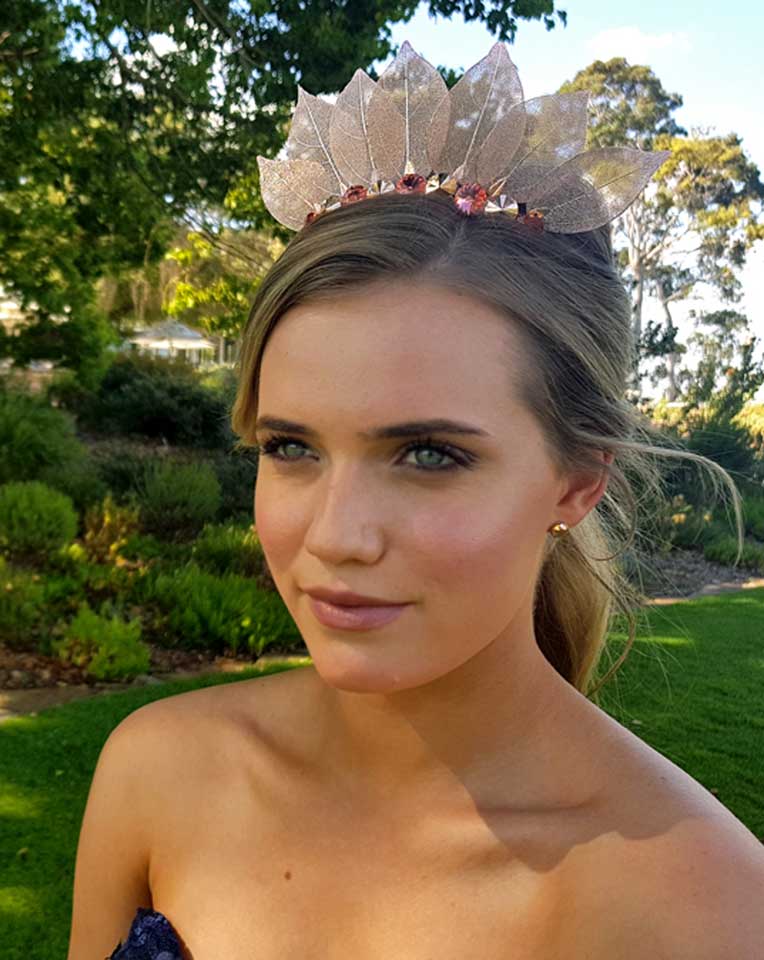 Elegant Gold Leaf Fascinator Crown Headband for Race Day & Special Events | Rio Collection by Kezani | Perfect for Weddings, Derby Parties & Formal Occasions