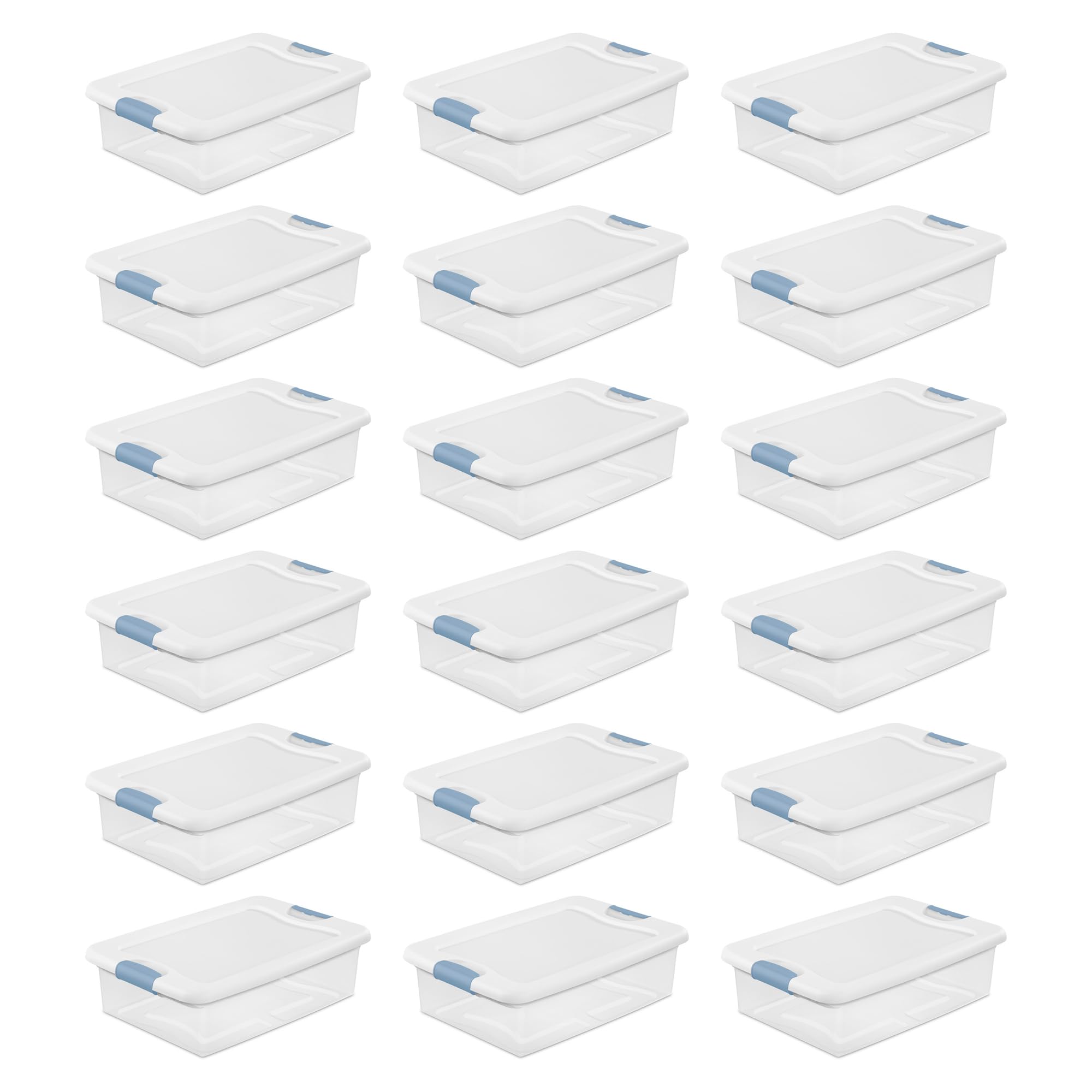 Sterilite 18-Pack 32 Quart Clear Plastic Stackable Storage Bins with Latching Lids - Organize Closet, Garage, Toys & Home Organization Solutions