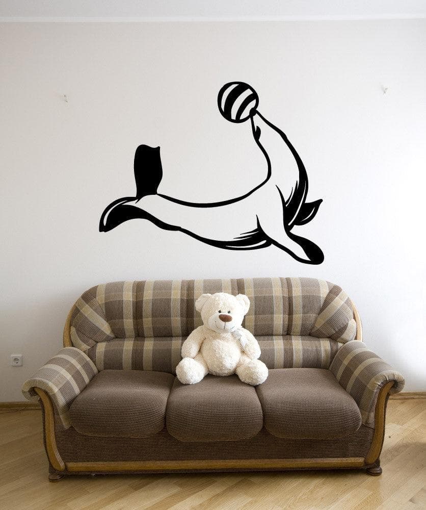 Circus Seal Vinyl Wall Decal Sticker - Removable Home Decor for Kids Room, Nursery, Playroom #OS_MB1180 | Perfect for Birthday Parties & Themed Events