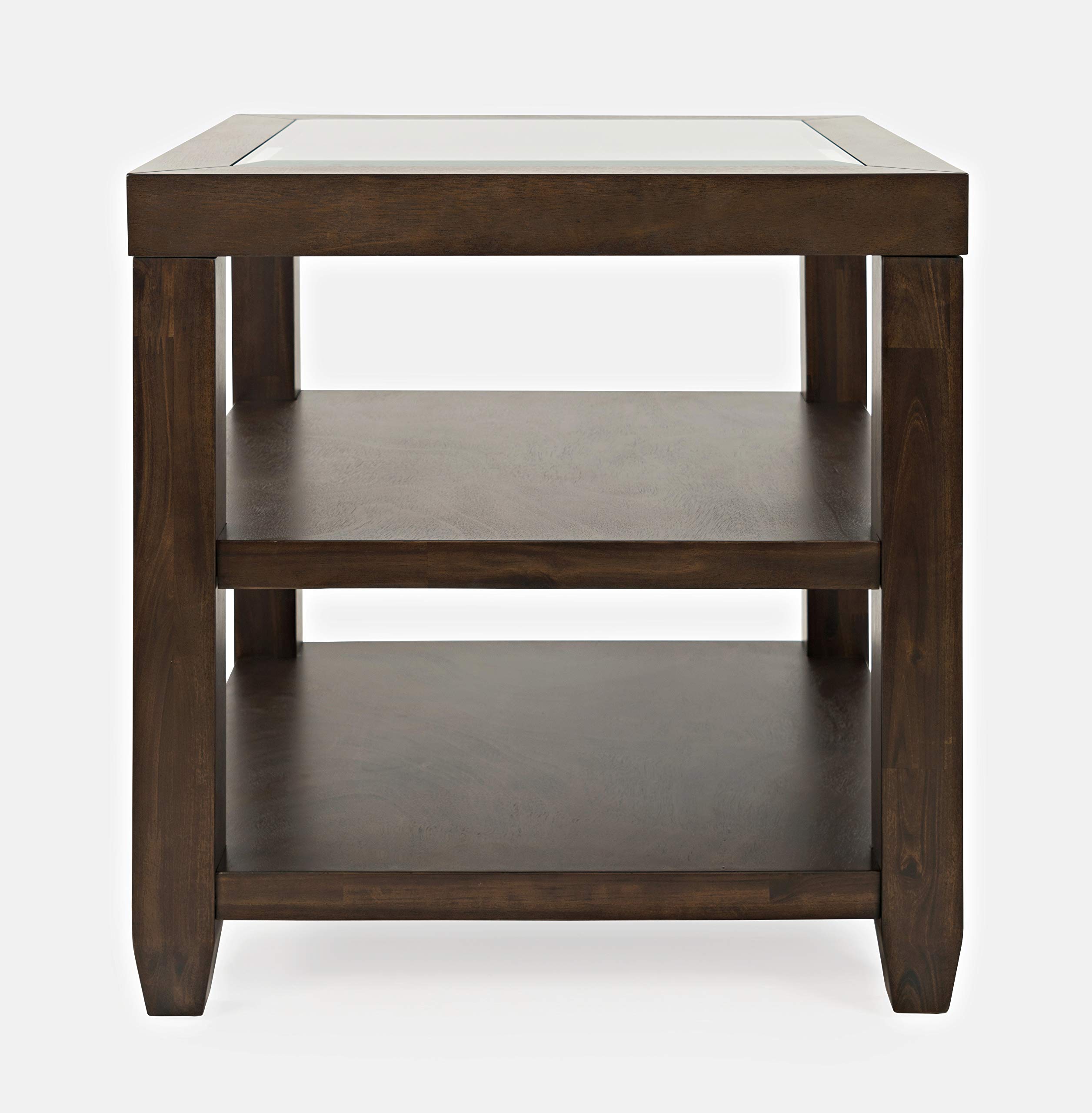 Jofran Inc. Modern Glass Inlay End Table with Storage Shelf | Stylish Living Room Side Table for Small Spaces | Perfect for Apartments, Dorms & Home Decor