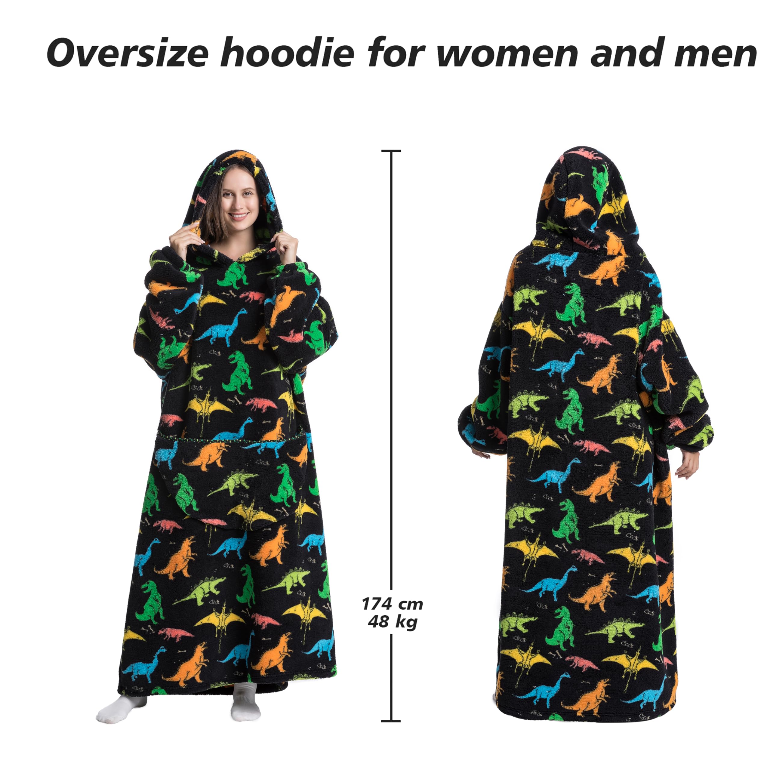 **Cozy Wearable Blanket Hoodie for Women & Men - Soft Fleece Long Hooded Sweatshirt - Perfect Birthday Gift, Lounge Wear for Winter, Movie Nights & Camping**