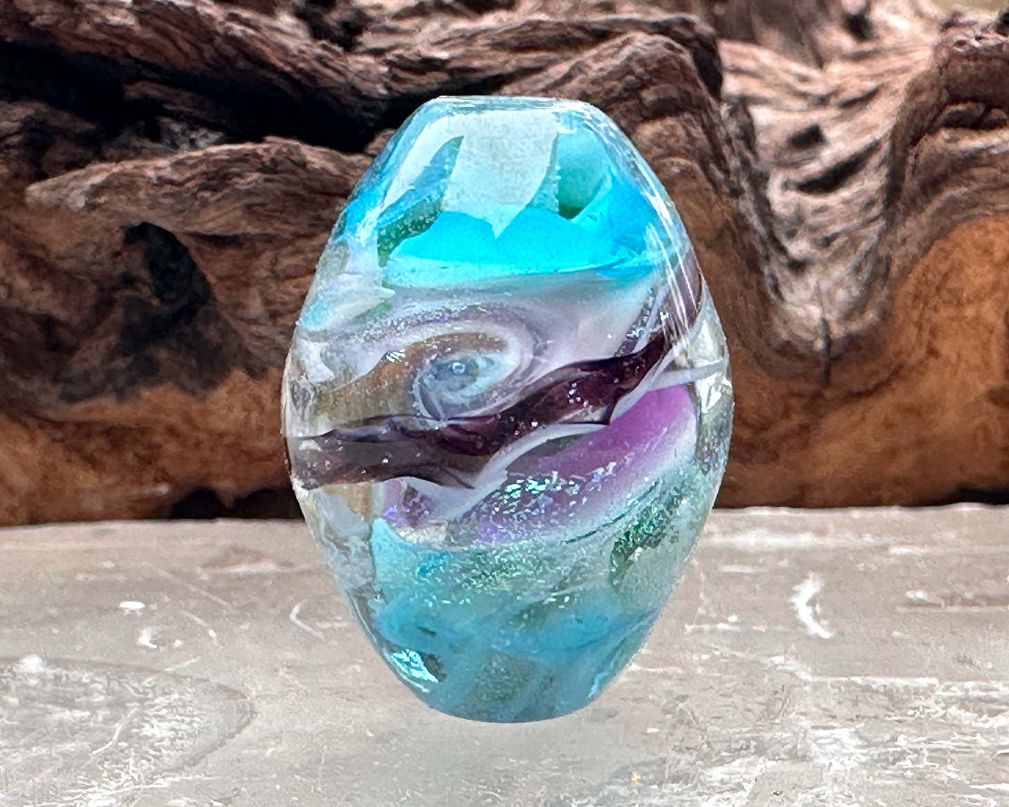 Handmade Aqua Elegance Lampwork Glass Focal Bead for Jewelry Making - Perfect for Necklaces, Bracelets & DIY Craft Projects