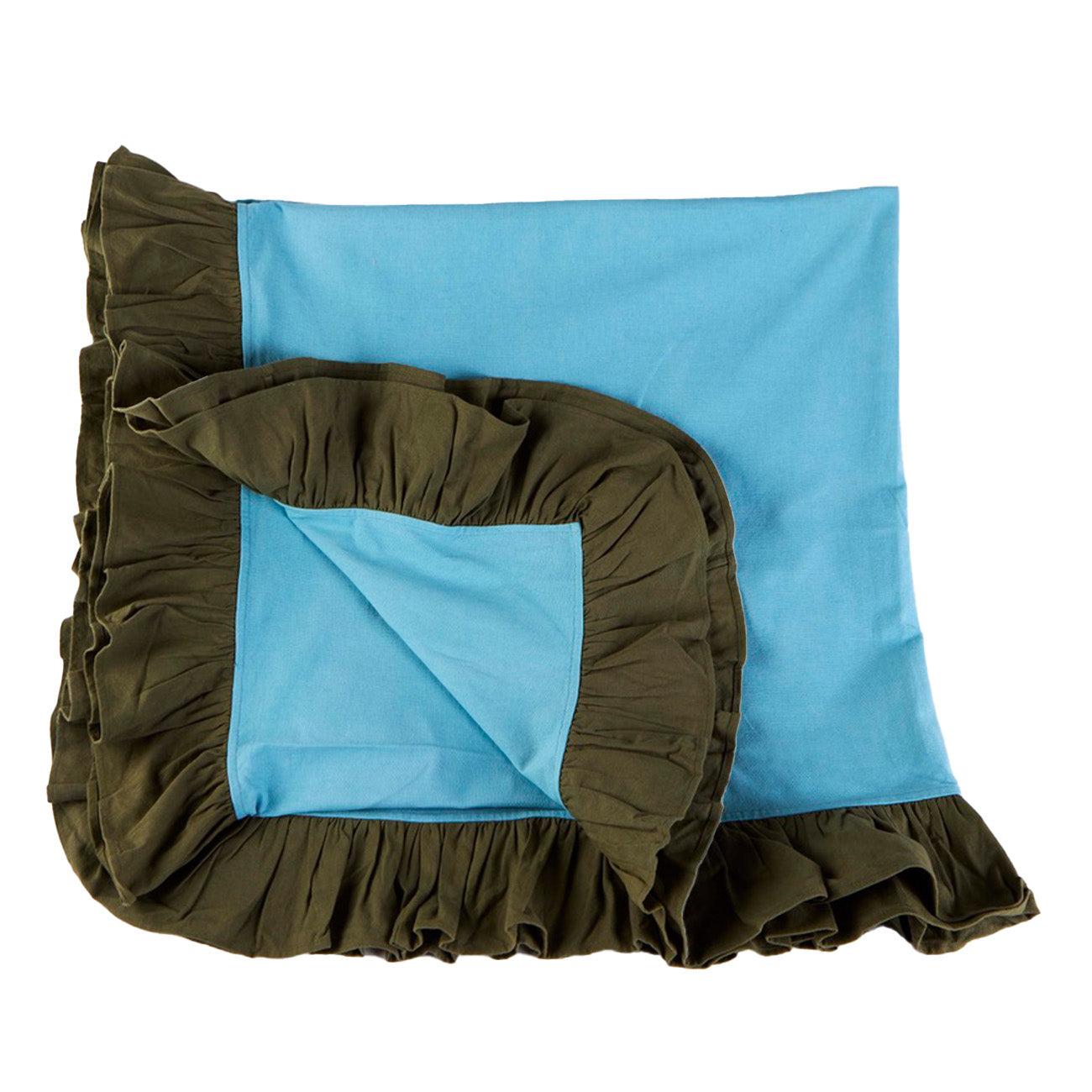Elegant Sky Olive Frill Tablecloth - Perfect for Dining, Parties, and Home Decor