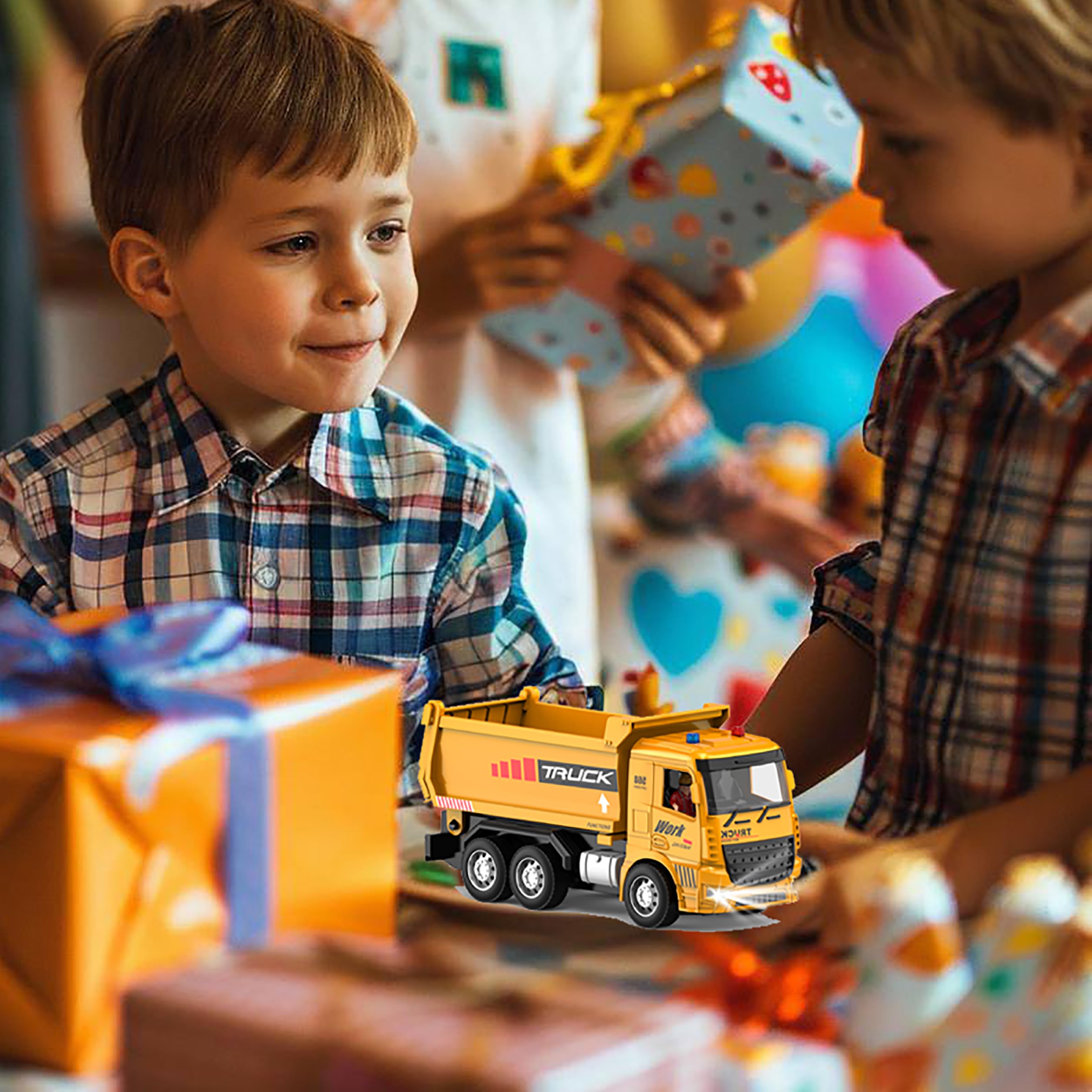 YAYYAY Remote Control Construction Vehicle Toys for Toddlers Ages 3-5 - Electric Powered Dump Truck with Lights & Sounds - Educational STEM Building Toys for Boys & Girls - Perfect for Indoor Play, Birthday Gifts & Early Learning Development