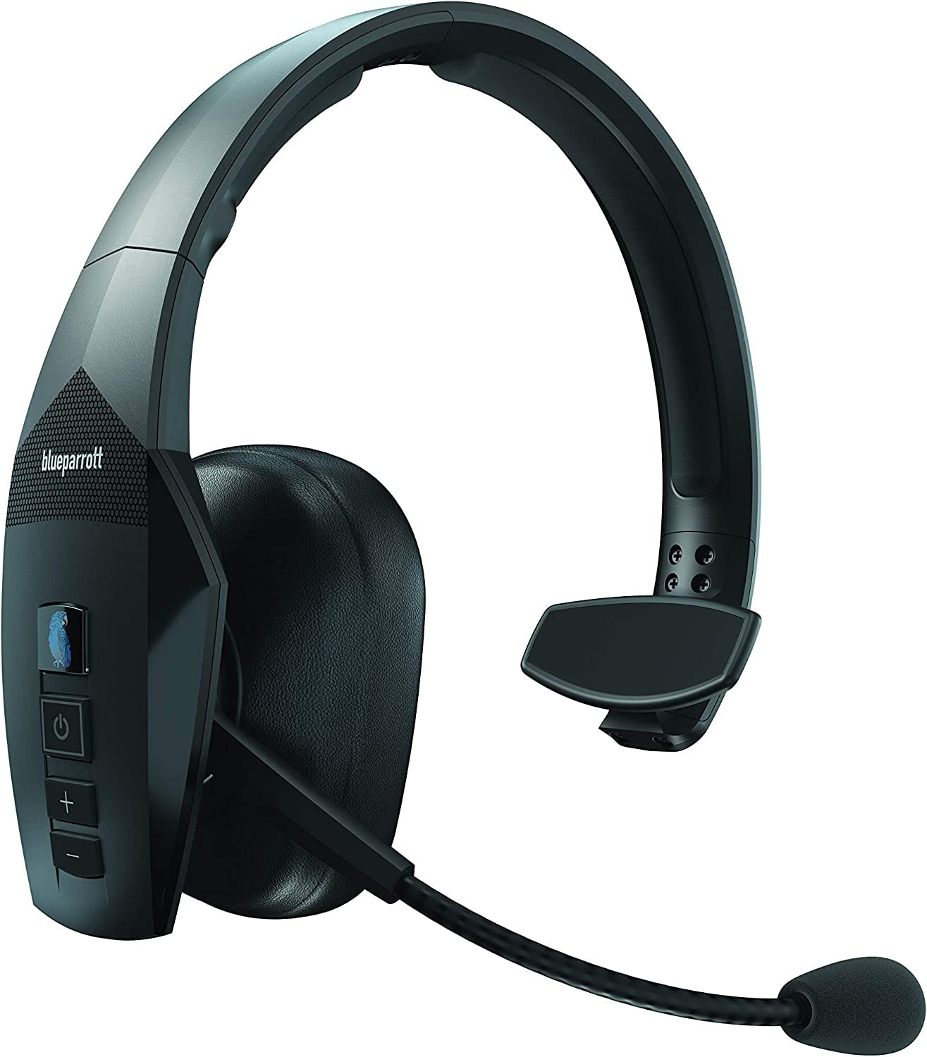 BlueParrott B550-XT Mono Bluetooth Wireless Headset with 96% Noise Cancellation - Over-Ear Trucker Headphones with Mic, 100% Voice Control, IP54 Waterproof Rating, 24-Hour Battery Life (Black) - Perfect for Truck Drivers, Call Centers & Noisy Work Environments