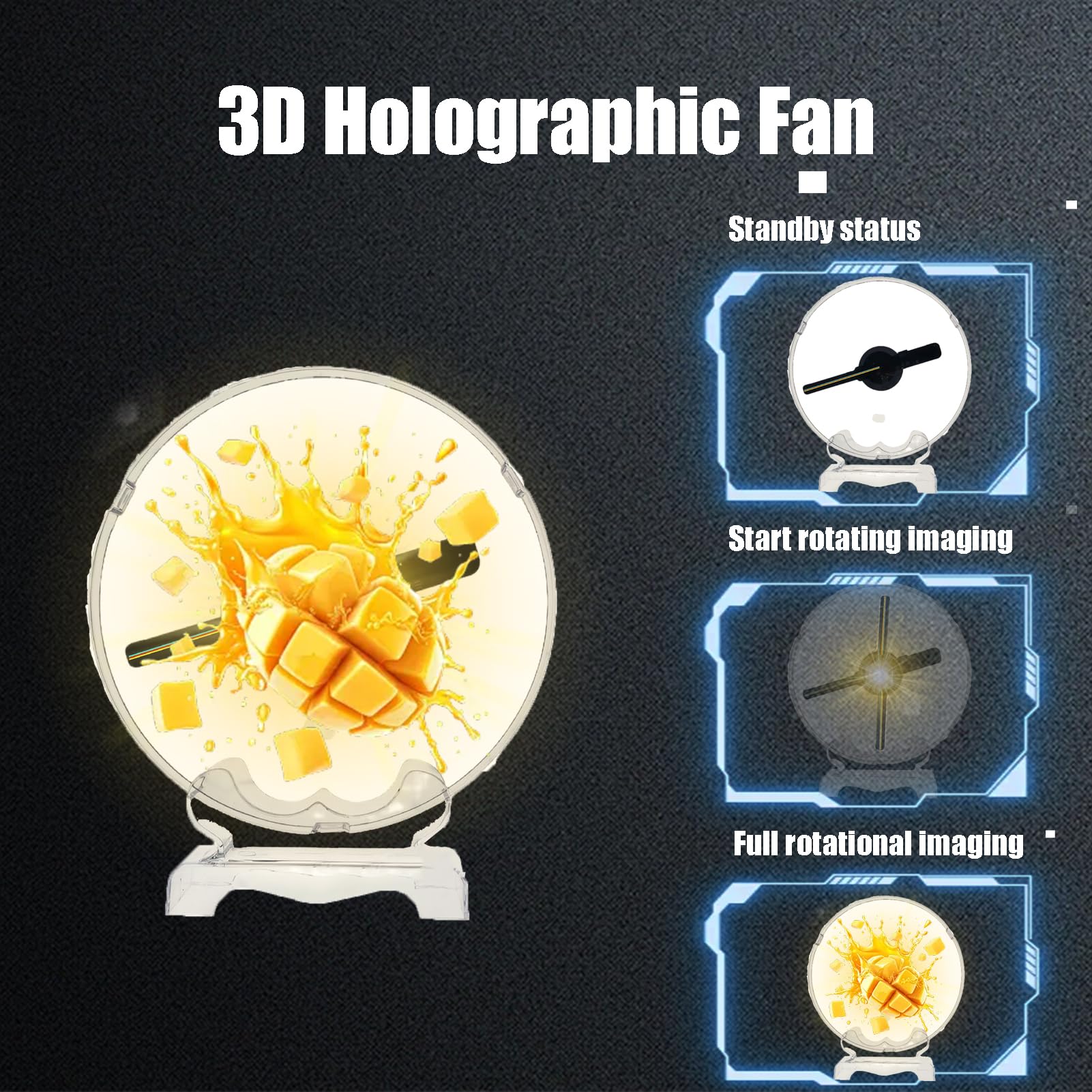 3D Hologram Fan - 7 Inch Desktop Holographic Display with 1400x80dpi Resolution & 80 LED Beads - 3D Holographic Projector for Trade Shows, Retail Displays, and Advertising - Perfect for Product Launches, Exhibitions, and Interactive Marketing