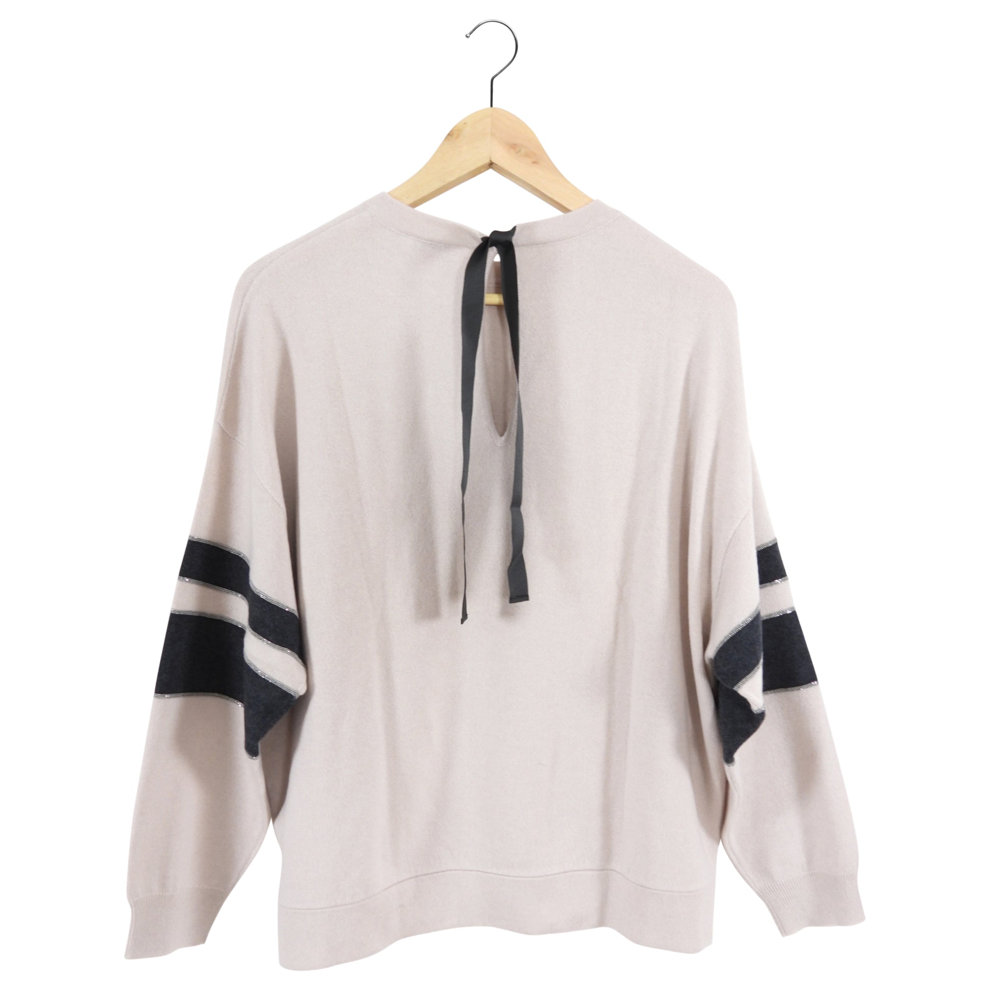 Brunello Cucinelli Women's Pale Pink Cashmere Band Sleeve Sweater | Soft Luxury Knitwear for Fall & Winter | Perfect for Office, Date Night & Casual Outings
