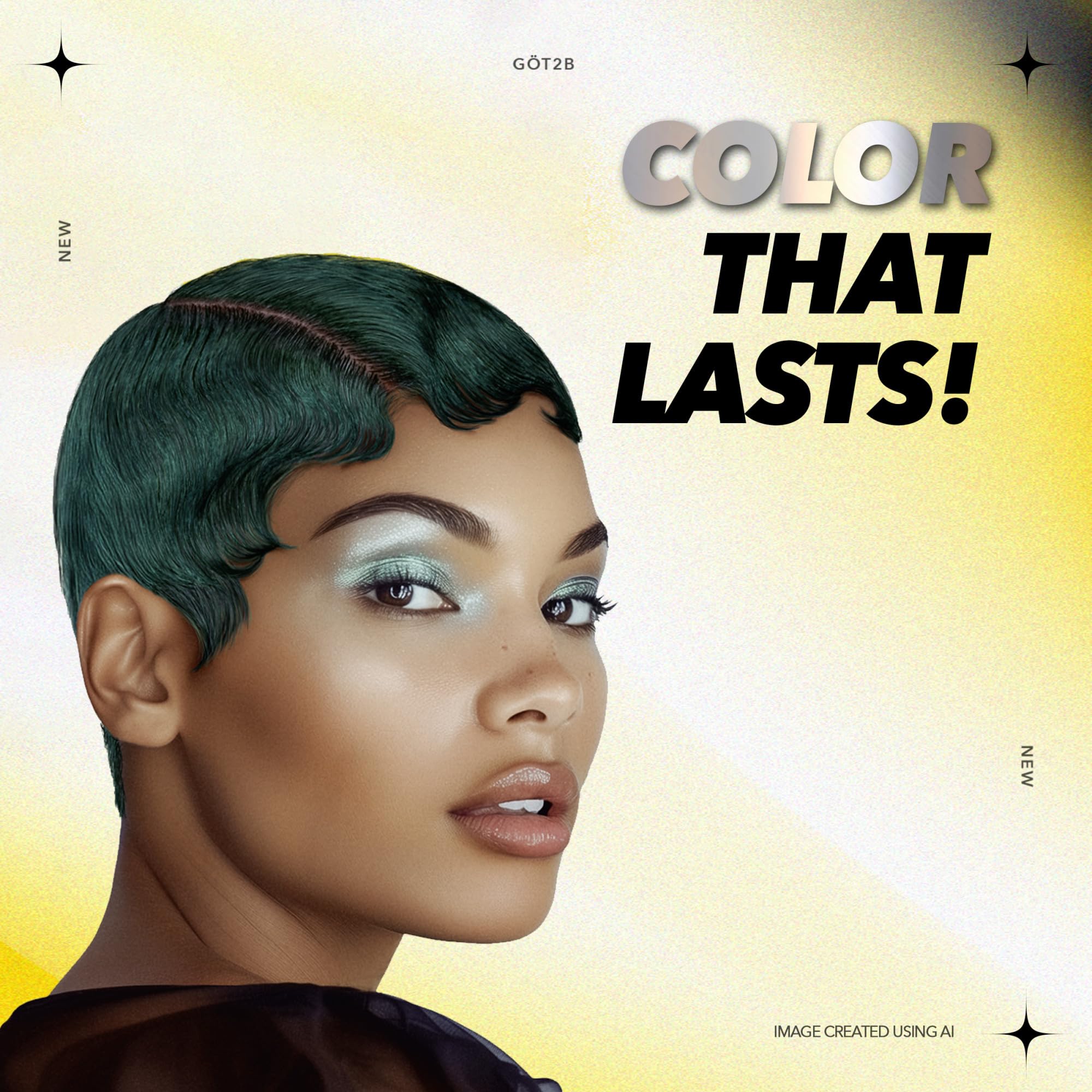 Got2b Metallics Permanent Hair Dye - M77 Mermaid Green for Vibrant, Long-Lasting Color | Bold Fashion Hair Color for Parties, Cosplay & Creative Styling