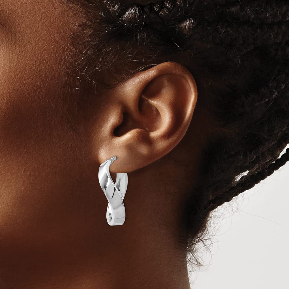 925 Sterling Silver Twisted Tube Hoop Earrings - 26mm x 18mm | Hypoallergenic Dainty Jewelry for Women | Perfect for Everyday Wear, Parties & Gifts