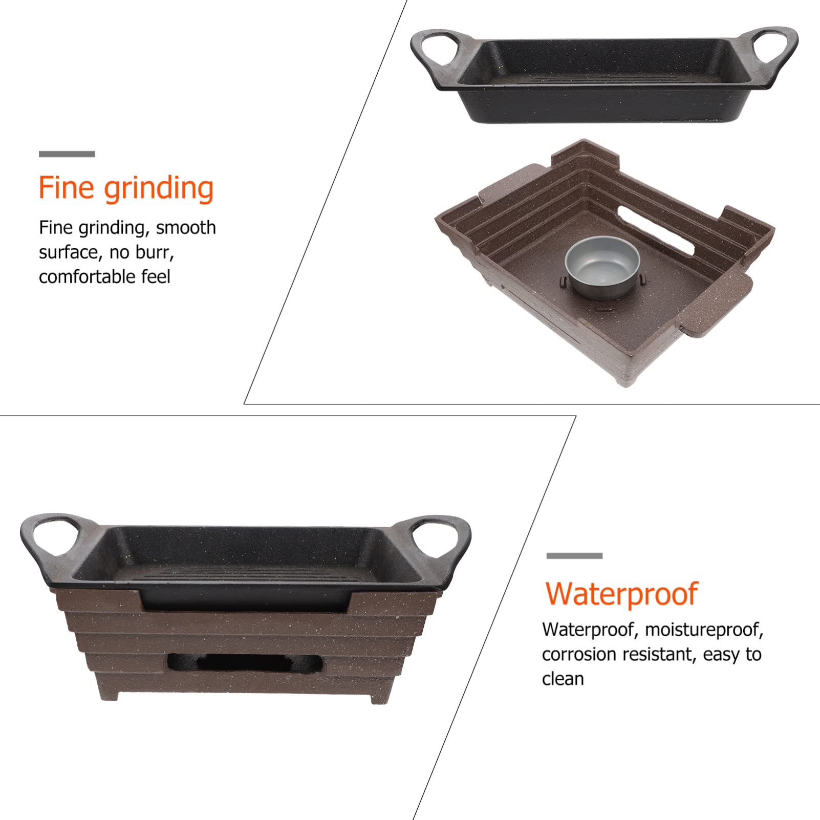 Hemoton Nonstick Cast Iron Skillet - Portable BBQ Grill Pan for Camping & Steak Cooking