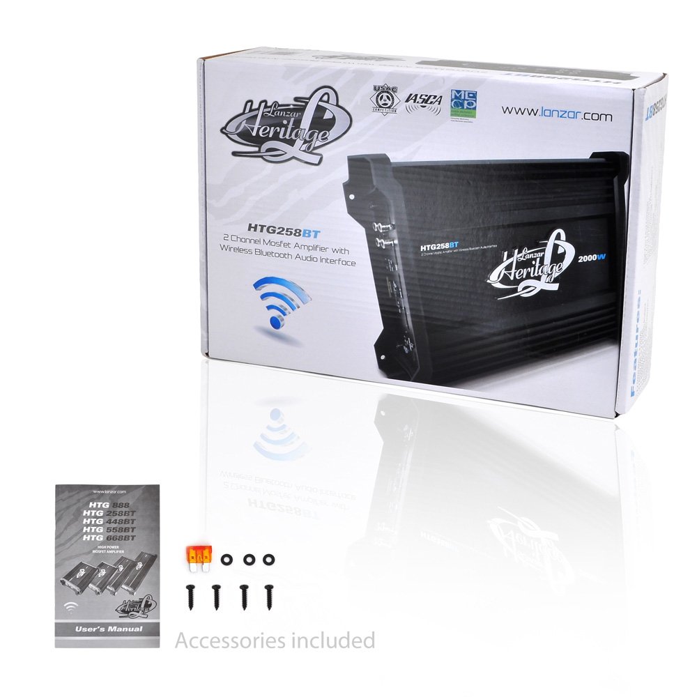 Lanzar 2000W 2-Channel Car Audio Amplifier - 2 Ohm Bridgeable 4 Ohm, MOSFET Power, RCA Input with Bass Boost - High Power Amp for Car Speakers & Subwoofers - Perfect for Car Audio Upgrades, Road Trips & Bass Enthusiasts