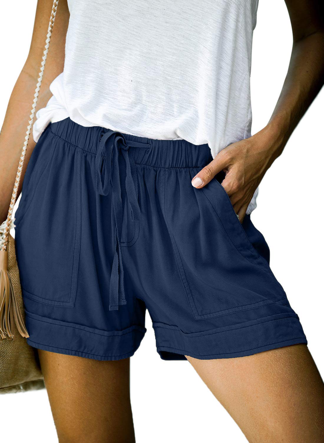 Dokotoo Women's Comfortable Drawstring Casual Shorts with Elastic Waistband & Pockets - Perfect for Yoga, Running, Travel & Lounge Wear