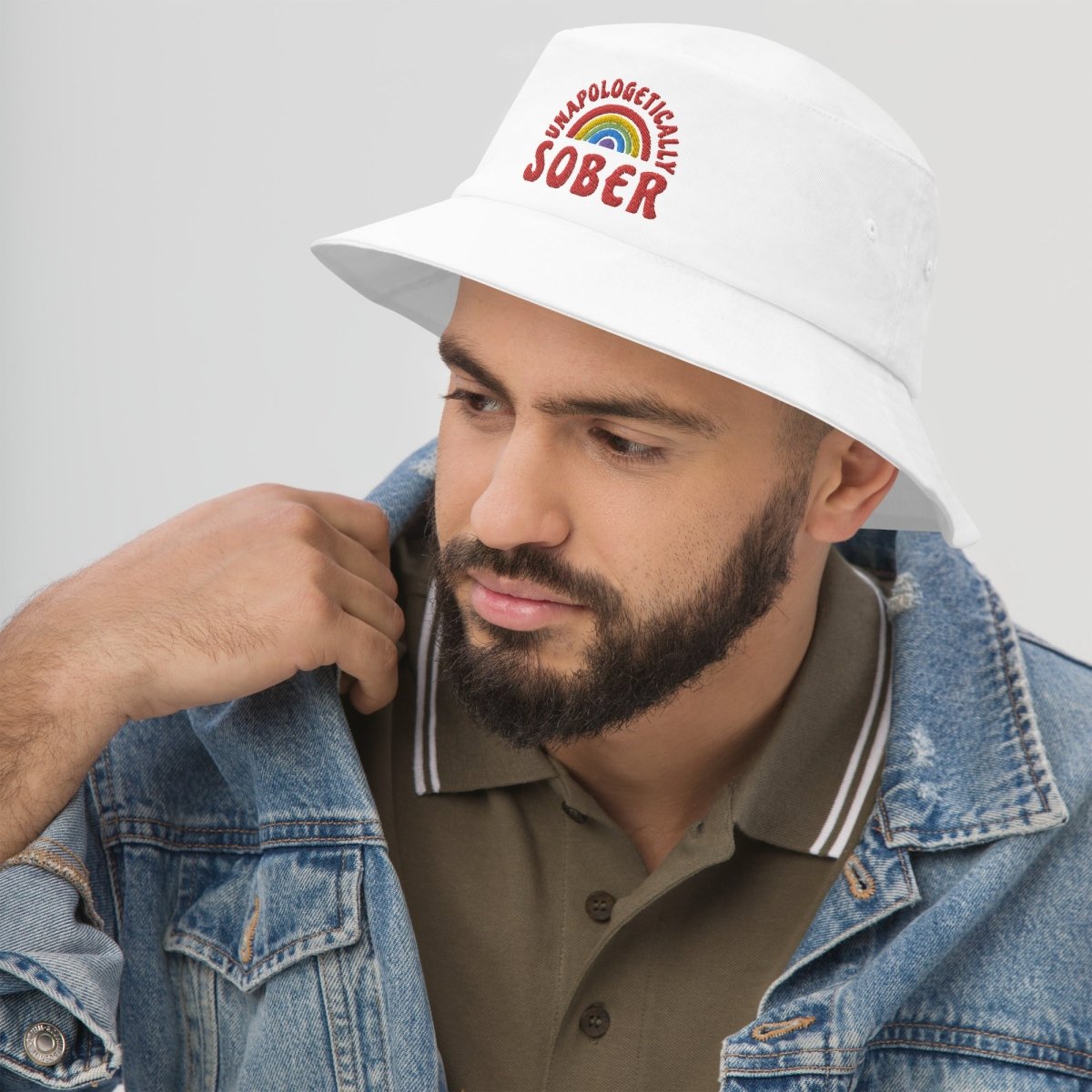 Unapologetically Sober Embroidered Bucket Hat for Men & Women - Stylish Alcohol-Free Lifestyle Accessory for Outdoor Activities, Beach, and Festivals