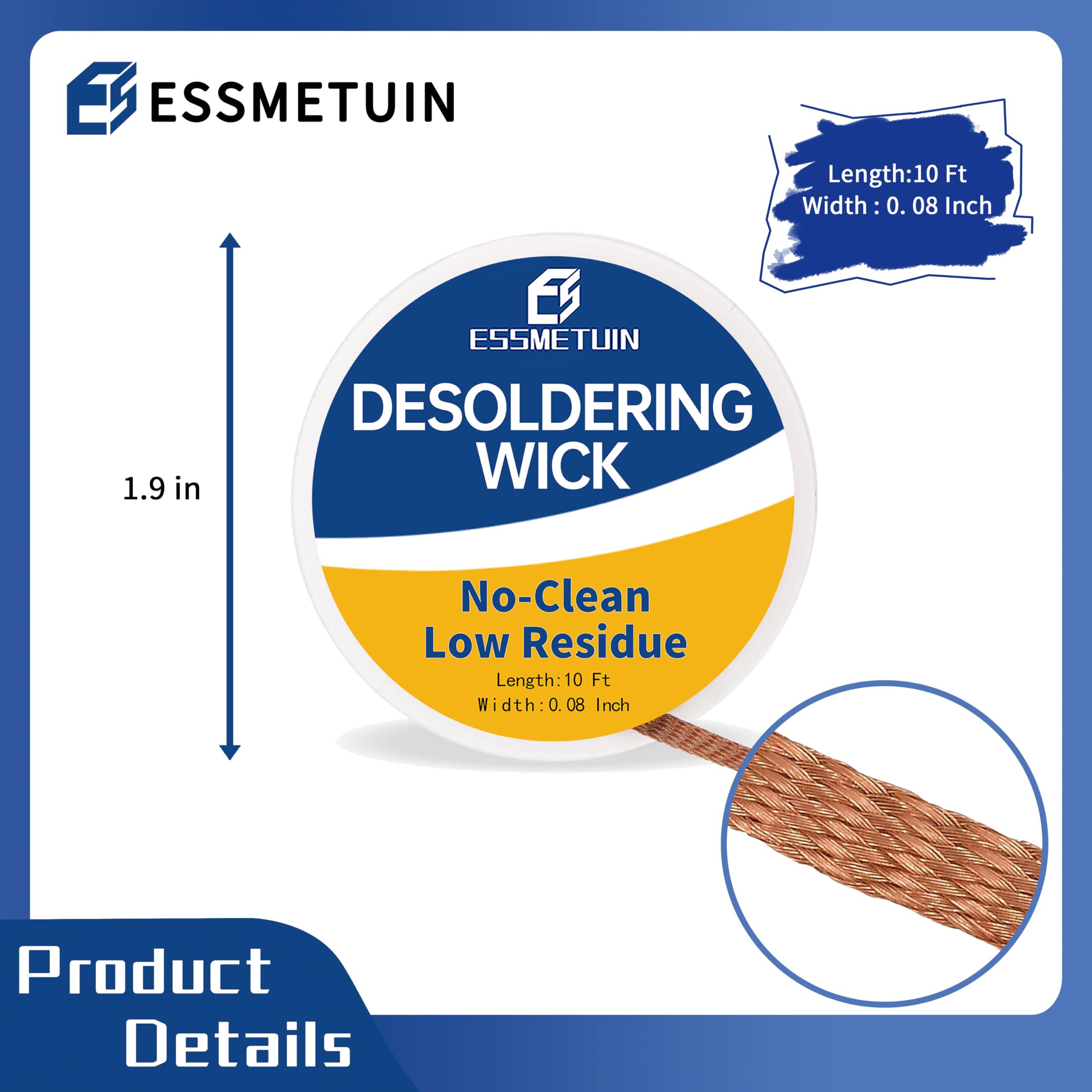 Premium Solder Wick & No-Clean Flux for Electronics Repair - Desoldering Braid & Soldering Paste Kit for PCB, Circuit Board, and DIY Projects
