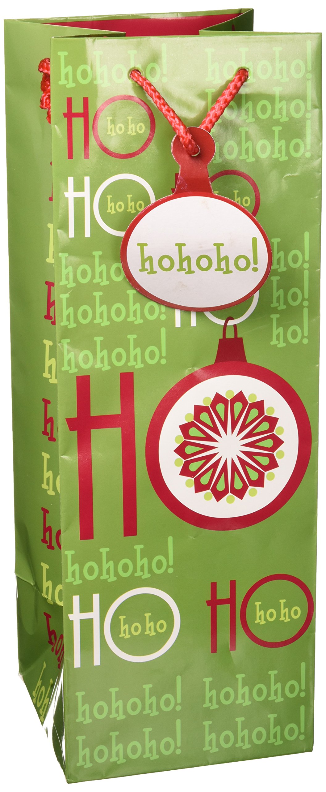Christmas Glossy Bottle Gift Bags Value Pack - 4 Red & Green Holiday Paper Bags (14