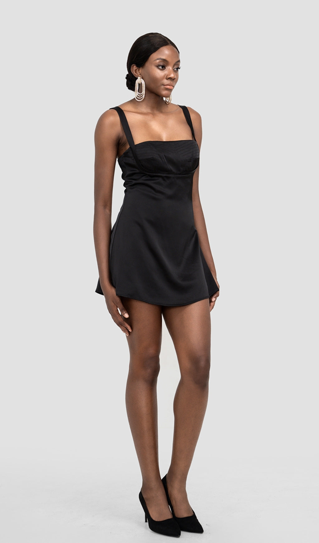 Vintage Black Satin Mini Dress by CATHI - Elegant Retro Party Dress for Women, Perfect for Cocktail Parties, Date Nights & Special Occasions