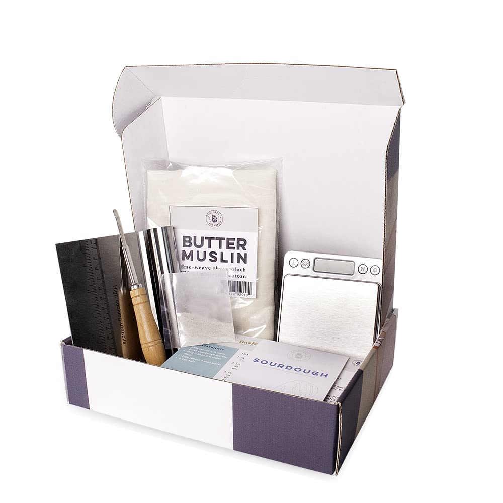 Artisan Bread Making Kit with San Francisco Sourdough Starter | 5-Piece DIY Baking Set Includes Baker's Scale, Bread Lame, Dough Scraper & Butter Muslin | Sourdough Bread Baking Supplies for Home Bakers | Perfect for Beginners & Bread Enthusiasts