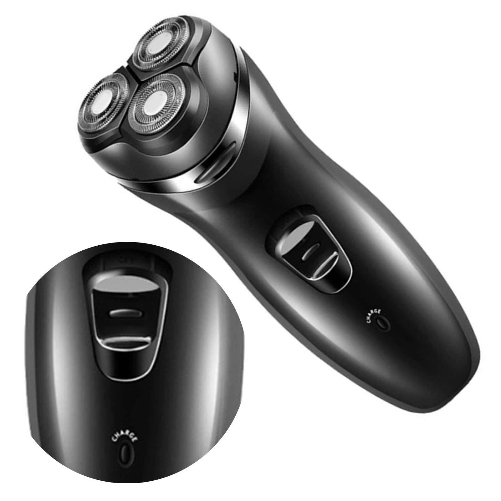 Rechargeable Men's Electric Razor with 3D Rotating Heads & Beard Trimmer - Waterproof Cordless Shaver for Smooth Shaving - Perfect for Travel, Home & Office Use