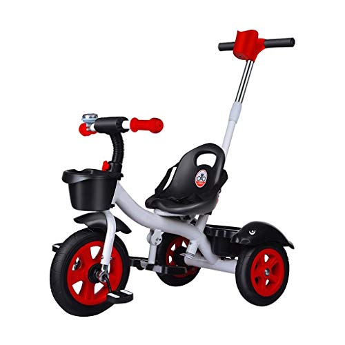 2-in-1 Convertible Baby Tricycle & Stroller with Adjustable Seat & Safety Belt | Foldable Toddler Bike for Boys & Girls | Perfect Outdoor Gift (Red) - Ideal for Park Rides, Neighborhood Walks & Family Outings