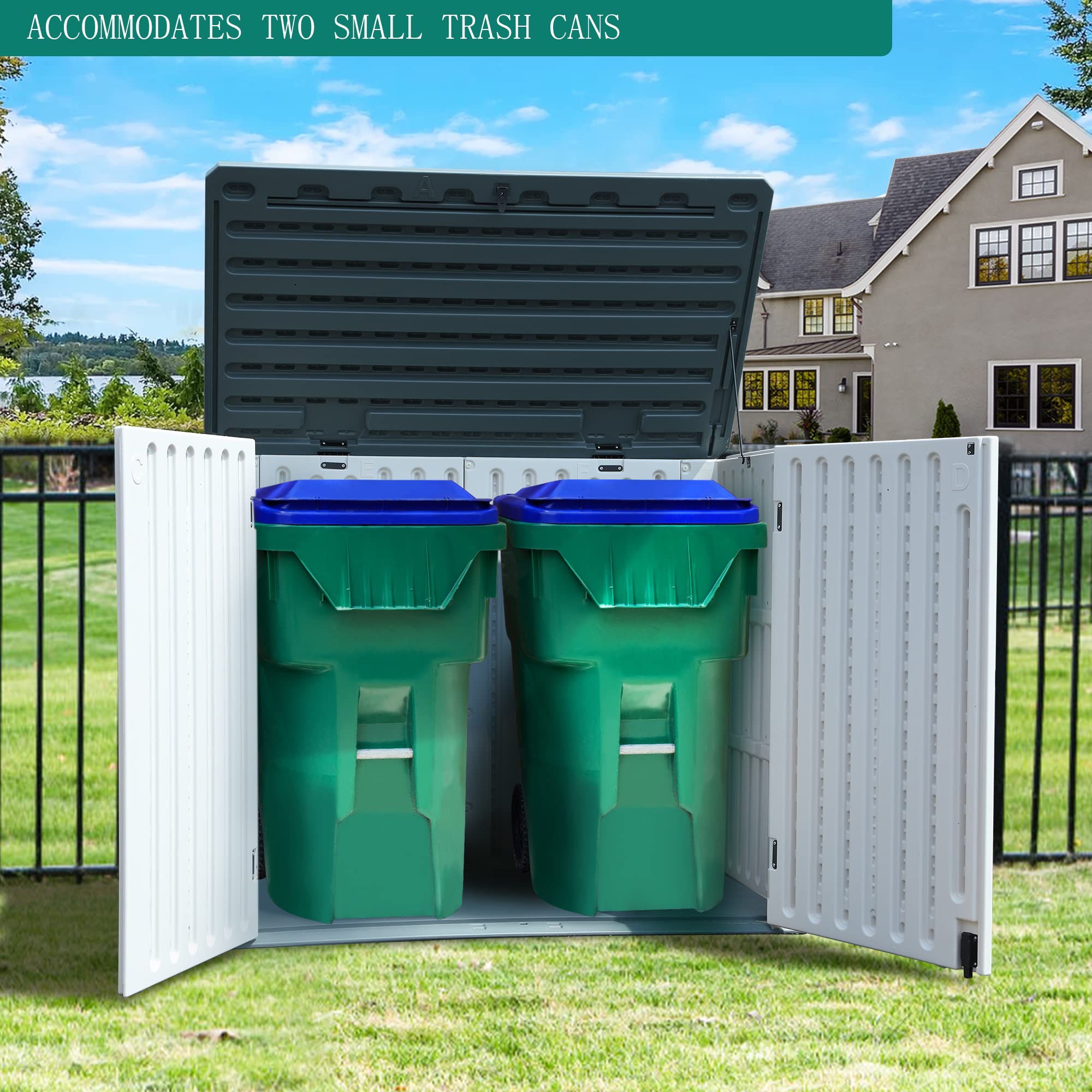 YITAHOME 35 Cu Ft Outdoor Horizontal Storage Shed - Waterproof Lockable Resin Garden Shed for Tools, Patio & Backyard Organization - Easy Assembly Light Gray for Home & Garden Storage Solutions