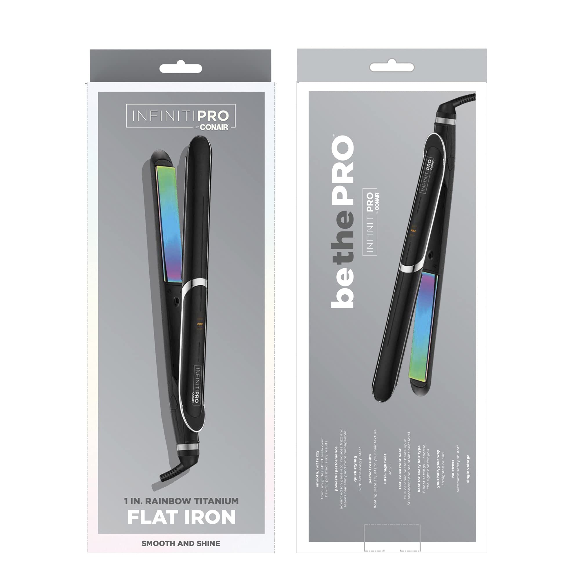 Rainbow Titanium Flat Iron 1 Inch - Professional Hair Straightener for Smooth & Shiny Hair - Perfect for Home, Salon & Travel Use