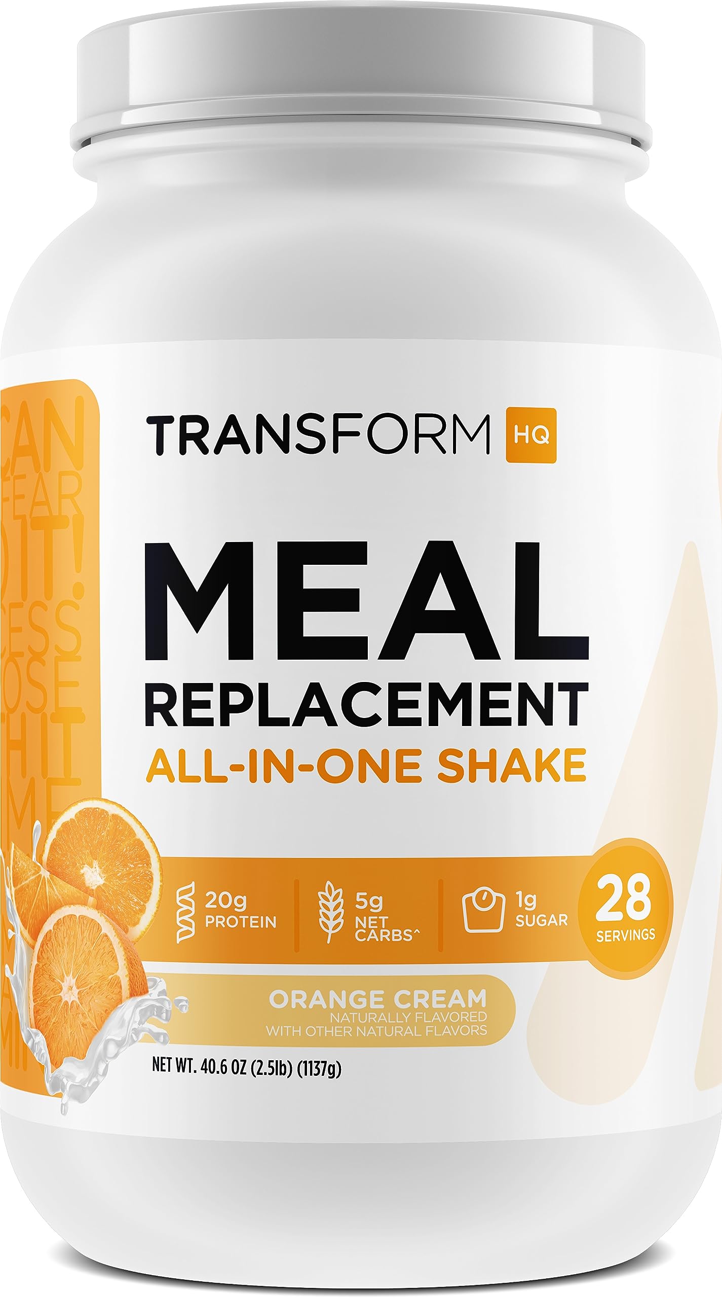 TransformHQ Meal Replacement Shake Powder - 28 Servings, Orange Cream Flavor | Gluten Free, Non-GMO, Vegan Friendly | Perfect for Weight Loss, Post-Workout Recovery & Busy Lifestyles