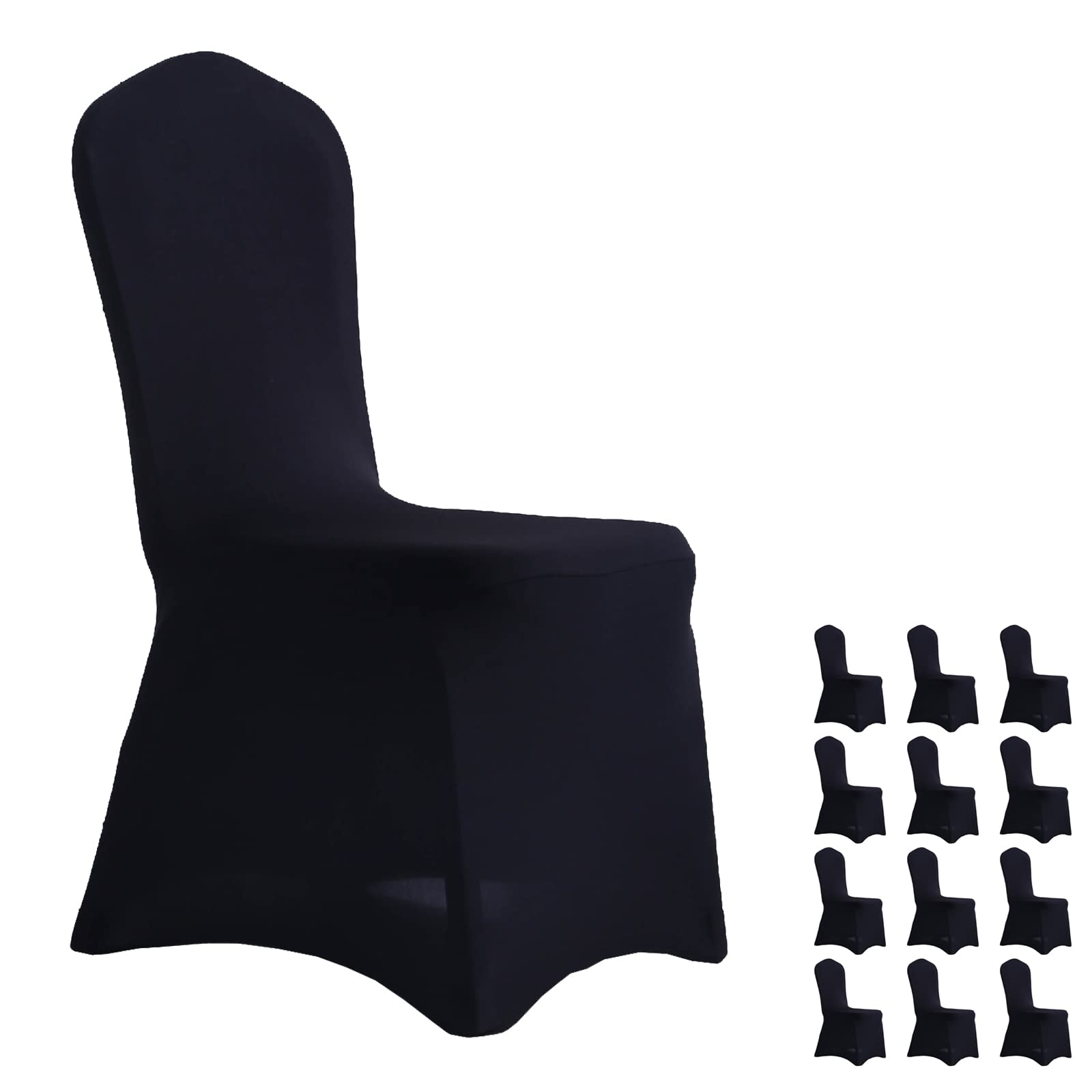 12-Pack Black Stretch Chair Covers - Polyester Spandex Dining Chair Slipcovers for Banquet, Wedding, Party & Home Decor - Fits Most Chairs & Couches (12, Black Arch)