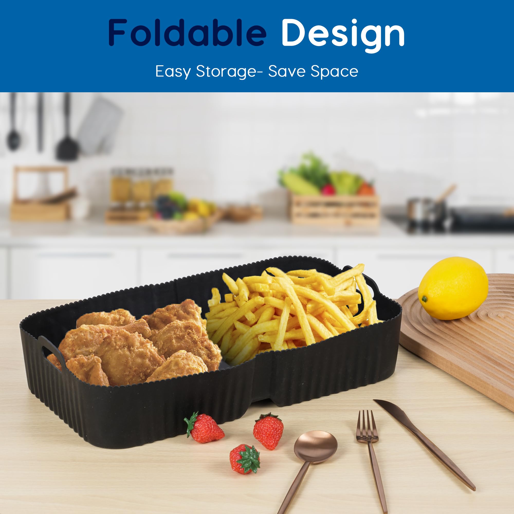 Pietuley Large Silicone Air Fryer Liners for Ninja FlexDrawer AF500UK - Non-Stick, Reusable Accessories for Ninja Foodi Dual Air Fryer 10.4L - Perfect for Roasting, Baking & Frying with Easy Cleanup