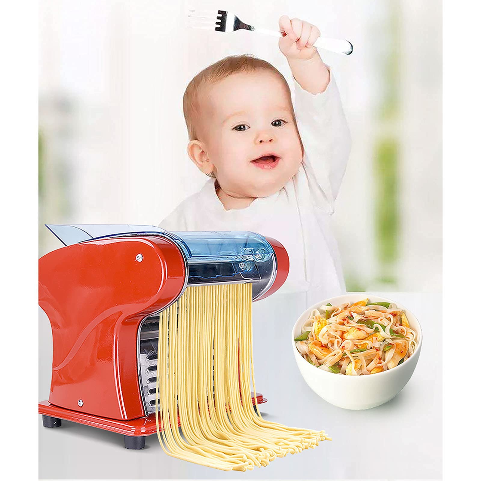 Electric Pasta Maker Machine - Stainless Steel Noodle Maker & Dough Roller for Homemade Spaghetti, Ravioli, Lasagna | Perfect for Italian Cuisine & Home Kitchen Cooking